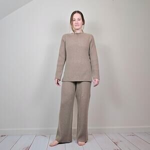 NAP Cashmere Leisure Rib-Knit Set Bark PJs Lounge Small
